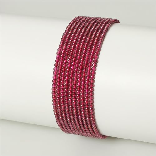 MJDCB 320pcs Natural Small Stone Beads 2mm Red Garnet Round Smooth Loose Gemstone Bead for Jewelry Making Bracelets Earrings Necklaces Accessories - color: Red Garnet