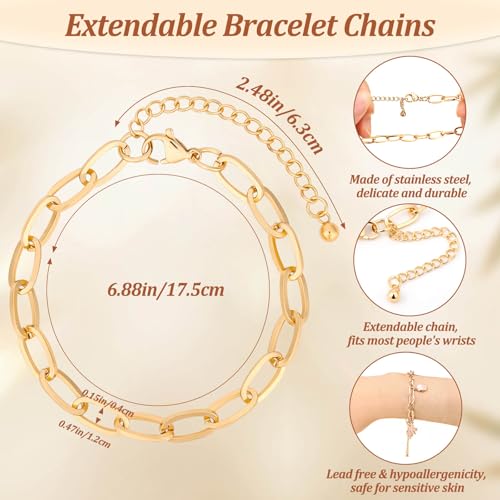 Mckanti 674 Pieces Charm Bracelet Making Kit, Including Paperclip Chain Bracelets, Charms, Jump Rings for DIY Bracelet Making(Gold & Silver)