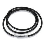 jonline24h Mens Womens Black Leather Cord Necklace Rope Chain with Stainless Steel Clasp 3mm 16-30 inch