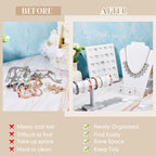 Henoyso 22 Pcs Velvet Jewelry Display Set Jewelry Display for Selling Necklace Stand Bracelet Holder T Shape Earring Stand - color: White