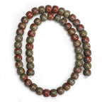 BEADIA Natural Unakite Flat Cut Round Drum Stone 8mmx7mm Loose Semi Gemstone Beads for Jewelry Making 38cm - color: Unakite