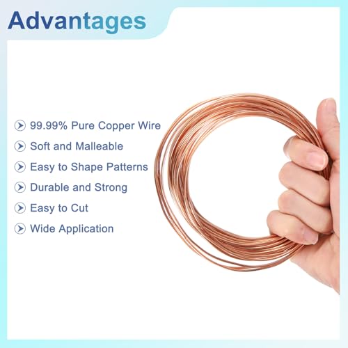 uxcell Pure Copper Wire 99.99% 14 Gauge 1.6mm 10m/33 ft Soft Jewelry Wire | Tarnish Resistant Craft Wire for Jewelry Making Beading DIY Crafts Supplies,Copper - size: 14 Gauge 1.6mm