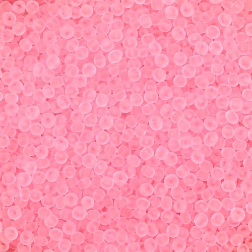 4mm Frosted Glass Seed Beads Bulk, 1000pcs Small Round Glass Bead Matte Loose Spacer Beads for Beading, Friendship Bracelet, Pendants, Key Chains, Necklaces, Hairpins, Pink Red - color: Pink Red