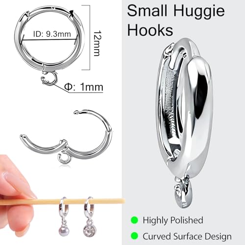 stino 16Pcs Huggie Earring Hooks for Jewelry Making, Brass Earring Clasps, Findings & Supplies(White Gold Plated) - color: White Gold Plated