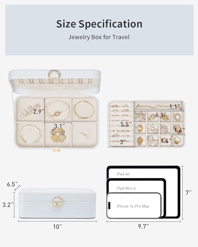 Vlando Jewelry Box Organizer for Women Girl,Lockable Jewelry Case Boxes with 2 Layers,Earrings Necklace,Rings Storage,Gift Box Packaging,Wedding Birthday Gifts Ideas Blue - color: 05.Blue
