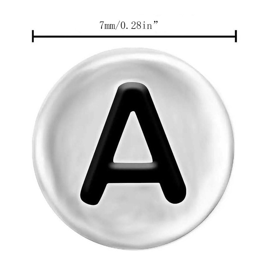 Song Xi 1200pcs Silver Letter Beads for Bracelets, 4x7mm Black Alphabet Beads Friendship Bracelets Jewelry Making Kit for Christmas Gifts - color: 1200pcs white rose gold letter