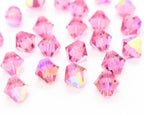 100pcs Authentic Preciosa 3mm (0.12 Inch) Small Faceted Bicone Crystal Loose Beads Rose AB (Pink) Compatible with Swarovski Elements Crystals for Jewelry Making Pre-B368 - color: Rose AB, size: 3mm (0.12 Inch) - 100pcs