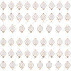 SUNNYCLUE 52Pcs 26 Styles Alphabet Connector Charms Double Link Charm Enamel White Flat Round A to Z Letter Gold Alloy Double Loops Pendants Findings for Jewelry Making Necklaces Bracelets DIY Crafts