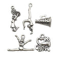 50 PCS Cheerleader Charms Collection, Cheer and School Spirit Gymnastics Girl Pom Girl Love Cheer Jumping Cheerleaders Charms, Silver Tone (HM163) - color: Cheerlead Charms