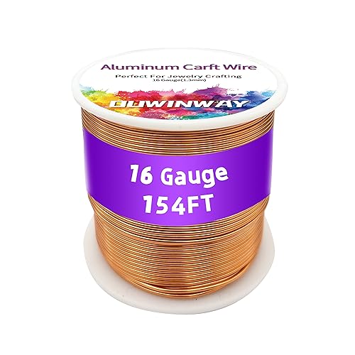 16Gauge Copper Aluminum Crafts Wire 154FT, for Jewelry Crafting, Gemstone Metal Coiling, Sculpting, Armature, Jewelry Making Beading Floral Soft DIY Metal Craft Art Wires Colored and Soft - color: COPPER, size: 16gauge