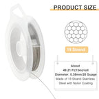 BENECREAT 19 Strands Bead String Wire (0.015 inch/0.38mm, 49FT) Nylon Coated Stainless Steel Beading Wire for Necklace Bracelet Making, LightGray - color: Lightgrey, size: 0.38mm - 19 Strands