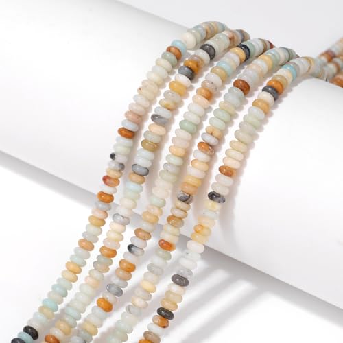 1 Strand 2x4mm Rondelle Beads for Jewelry Making Natural Stone Beads Loose Flat Spacer Abacus Gemstone Bead for Bracelet Necklace Crafts Amazonite - color: Amazonite, size: 2x4