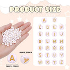 300Pcs Letter Beads N 4X7mm Gold Alphabet Beads Acrylic Round Shape Loose Beads for Name Bracelets Necklaces Key Chains DIY Jewelry Making (N) - color: Gold, size: N