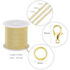 Crisjanggo 32.8 Feet Jewelry Making Chains Gold Cable Chains 14K Gold Plated Brass Chains Roll Spool for Jewelry Making DIY Craft Supplies with Jump Rings and Lobster Clasps - color: Cable Gold