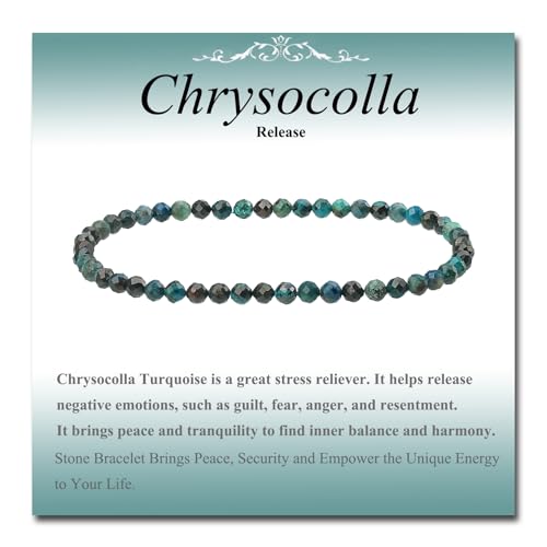 MASSIVE BEADS Natural Genuine Gemstone Beads Healing Crystal Chakra Reiki Jewelry Faceted Round Beads Bracelets 3mm - color: Chrysocolla
