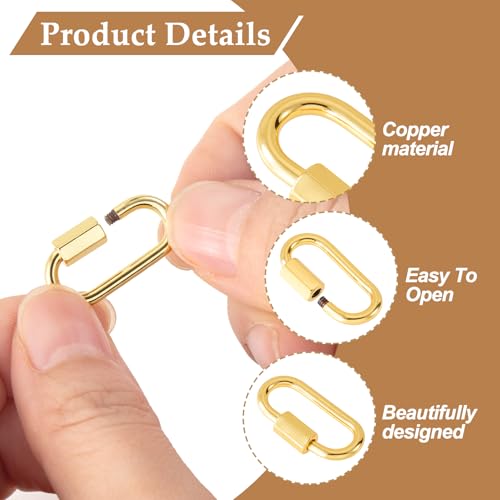 4 Pcs Locking Carabiner Small, Oval Jewelry Carabiner, Silver Carabiner Clasp, Metal Carabiner Necklace for DIY Necklace Bracelets Jewelry Making Hook (Gold, 4 Styles) - color: 4 Pcs-Gold, Style2, Style3, Style4, Style5