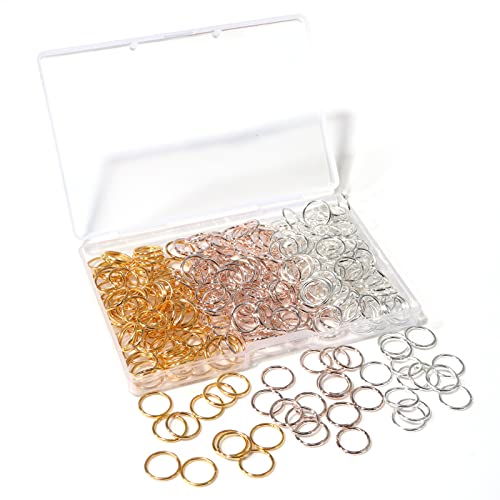 300 Pcs 10mm Open Jump Rings Silver, Gold and Rose Gold Plated Jump Rings for Jewelry Making Iron Made Single Ring Bulk for DIY Craft Earring Necklace Bracelet Pendant Choker Jewelry Making Findings - color: Color mixing, size: 10mm