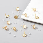 BENECREAT 12PCS 18K Gold Plated Earring Studs with Vertical Loops, 40Pcs Plastic Ear Nuts for DIY Jewelry Making - color: Round