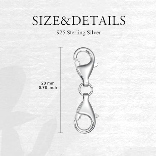 925 Sterling Silver Lobster Clasp for DIY Necklace Bracelet Jewelry Making, Double Spring Clasp with Closed Jump Rings, Necklace Extender Clasp Connector Bracelet Extension (Style 4) - style: Style 4