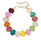 Boho Chunky Beaded Strand Bracelet for Women - Multicolor Acrylic Resin Beaded Bracelet, Adjustable Stackable Statement Jewelry for Summer Festivals