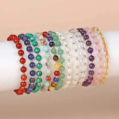 QOGIR 14k gold Handmade Healing Bracelet, Natural Gem Stone Crystal Elastic Gold Bracelet - color: Blue Sodalite - Self Confidence, size: 6m