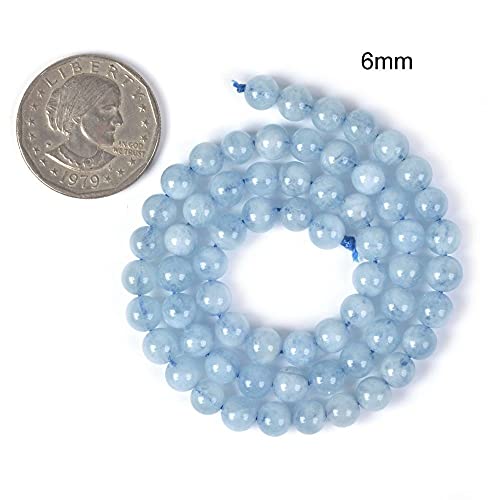 Natural Aquamarine 6mm Gemstone Round Loose Beads Strand for DIY Bracelet Necklace Jewelry Making Bead - color: Aquamarine, size: 6mm