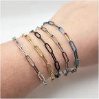 [33 Ft] Stainless Steel Paperclip Chains Roll, 2.5mm Width Rainbow Plated Stainless Steel Oval Link Chains Spool Bulk for Jewelry Making - color: colorful(2.5mm)