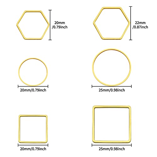 60pcs Beading Hoop Earring Findings Hypoallergenic Hexagon Square Round Earring Hoop Open Bezel Pendant Frame for DIY Crafts Accessories Supplies(Gold,3Shapes) - color: 60PCS;Square,Hexagon,Round;Gold