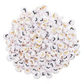 HARFINGTON 200 Pcs 4x7mm Acrylic Letter Beads, Round White Alphabet Beads Letter L, Alphabet Spacer Beads for Jewelry Making Bracelets Necklaces - style: Letter L