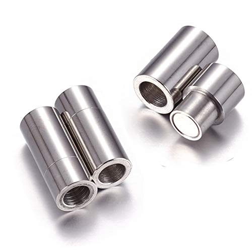 DanLingJewelry 10 pcs 304 Stainless Steel Clasps Leather Cord End Caps for Bracelet Necklace Making 5mm Hole - color: Magnetic Clasps - 5mm hole