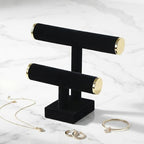 Coward 2 Tier Bracelet Holder Stand, Necklace Bangle Bracelet Watch Display Rack, Jewelry Hairband Scrunchie Organizer Storage Tower for Women (Black Velvet) - color: Black