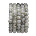 BEADIA Natural Spectrolite Flat Cut Round Drum Stone 8mmx7mm Loose Semi Gemstone Beads for Jewelry Making 38cm - color: Spectrolite