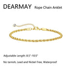 DEARMAY 14K Gold Plated Ankle Bracelets Set for Women Waterproof, Anklets for Women Cuban Link Layered Pack Jewelry Gift - color: Gold Anklet-S