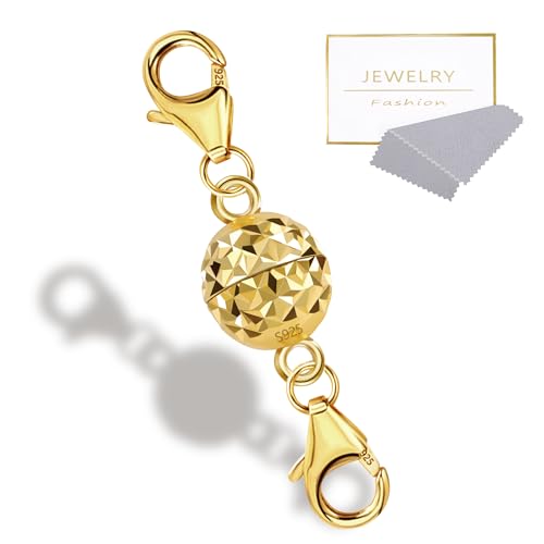 14K Gold Magnetic Necklace Clasps and Closures 925 Sterling Silver Magnetic Jewelry Clasps for Necklaces Bracelet Extender Double Lobster Clasp - color: E-14K Gold