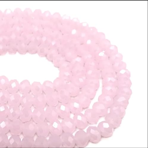 440Pcs Briolette Glass Beads for Jewelry Making, 4mm Faceted Crystall Beads for Bracelets Making, Rondelle Pink Glass Beads Bulk for Crafts Wine Charms Wind Chimes Suncatchers - color: Pink, size: 4mm
