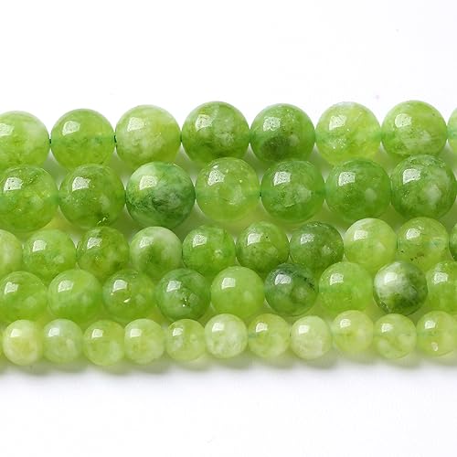 90pcs 4mm Natural Peridot Green Lace Jades Beads Round Loose Spacer Beads for Jewelry Making DIY Bracelets Crystal Energy Healing Power Stone 15 Inch(4mm, Green Peridot Jade) - color: Green Peridot Jade, size: 4mm