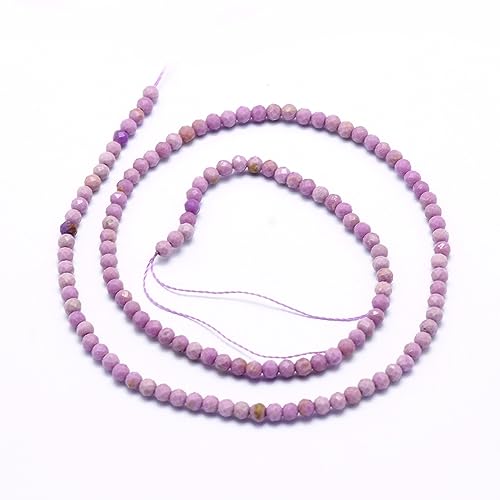 LiQunSweet 130 Pcs 3mm Natural Lepidolite Purple Mica Beads Strands Faceted Round Small Loose Crystal Gemstone Bead Spacer for DIY Jewelry Making - color: Natural Purple Mica Beads_3mm