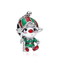925 Sterling Silver Charms for Bracelets Gold Love and Heart Charms Cherry Blossom Dangle Beads Jewelry for Women - color: Christmas Elf