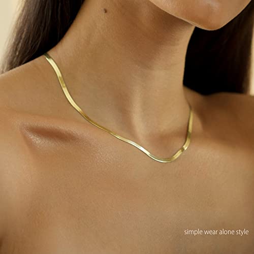 Freekiss Women's Layered Necklace Set - 3 Piece Dainty Gold Jewelry for Everyday Stacking | 14K Gold Plated Snake Chain, Rope Chain, Cuban Chain | Adjustable Length 14-18.5 Inch | Gift Ready - color: Gold, style: Beads+Snake+Figaro