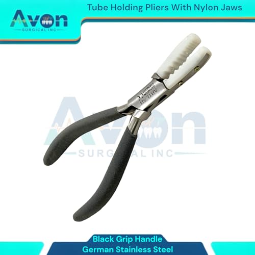 Nylon Jaws Tube Holding Pliers with Black Grip Handle - Rod & Wire Holding Pliers, Scratch-Free Jaws - Jewelry Making Supplies (German Stainless Steel)