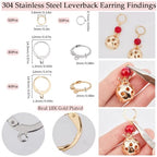 SUNNYCLUE 1 Box 180Pcs Real 18K Gold Plated Stainless Steel Earring Findings 80Pcs Round Leverback Earring Hooks Huggie Earring Wires 100Pcs Open Jump Rings Hypoallergenic for Jewelry Making Kits - color: 80pcs Leverbacks & 100pcs Open Jump Rings