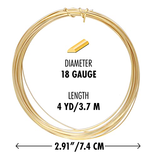 The Beadsmith Half-Round Craft Wire – Soft Temper Jewelry Wire, Gold Color, 18 Gauge, 4 Yards - color: Gold, size: 18 Gauge