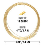 The Beadsmith Half-Round Craft Wire – Soft Temper Jewelry Wire, Gold Color, 18 Gauge, 4 Yards - color: Gold, size: 18 Gauge