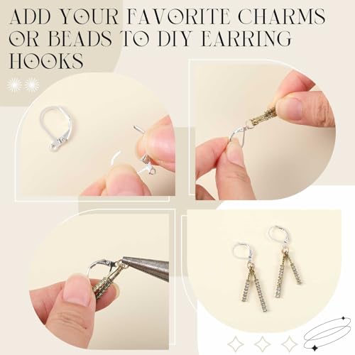 Liliaafar 12 Pcs Silver Leverback Earring Hooks French Earring Hooks 10x15mm Interchangeable Dangle Ear Wire Findings for Women Jewelry Making DIY Crafts Supplies, 2 Styles