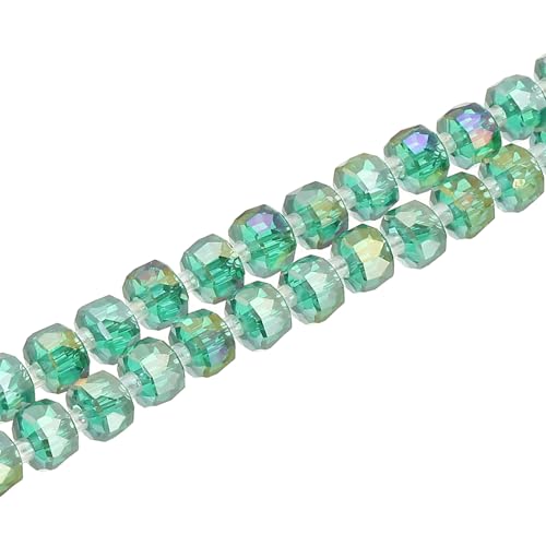 PATIKIL 75 Pcs 8mm OD 5mm Thick Crystal Glass Beads, Rondelle Crystal Beads Faceted Cut Gemstone Strand with Spacer Beads for Craft, Bracelet, Necklace, Emerald - color: Emerald