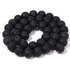 60pcs 6mm Natural Stone Beads Black Lava Beads Energy Crystal Healing Power Gemstone for Jewelry Making, DIY Bracelet Necklace - color: Black Lava, size: 6mm