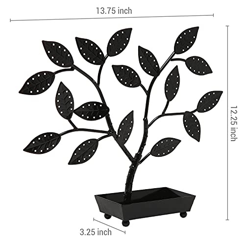 MyGift Jewelry Tree w/Bird Nest 48 pair Earrings Holder, Bracelets/Necklace Organizer Stand (Black Metal) - color: Black Metal