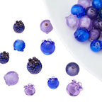24Pcs Lampwork Glass Blueberry Beads 8 Styles Handmade Fruit Beads Mixed Color Fruit Glass Beads for Jewelry Necklace Bracelets Earrings Making DIY Crafts