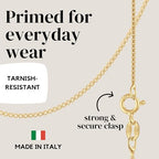 KISPER Italian 18K Gold Plated 925 Sterling Silver Diamond Cut Box Link Chain Necklace – for Women & Men with Spring Ring Clasp – Made in Italy - size: 18 inches