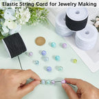 4 Rolls 0.6MM 148 Yards Elastic Stretch String Cords Round Sturdy Black White Soft Fibre Thread Arts Beading Sewing Accessories Cord Bulk for Jewelry Making Bracelets DIY Crafts Supplies - size: 0.6mm